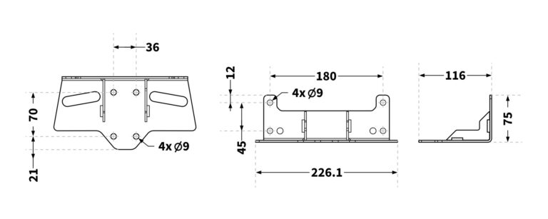 MOUNTING THE QS-BT1 ON A QS-S25 PLATFORM dimensions